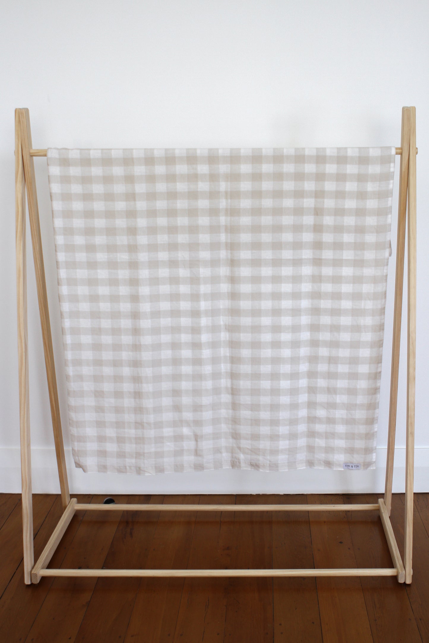 Linen Cot Duvet Cover-Natural and White Gingham