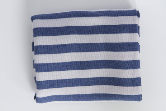 The Classic Stripey in Sailor blue + Silver Grey Baby Blanket