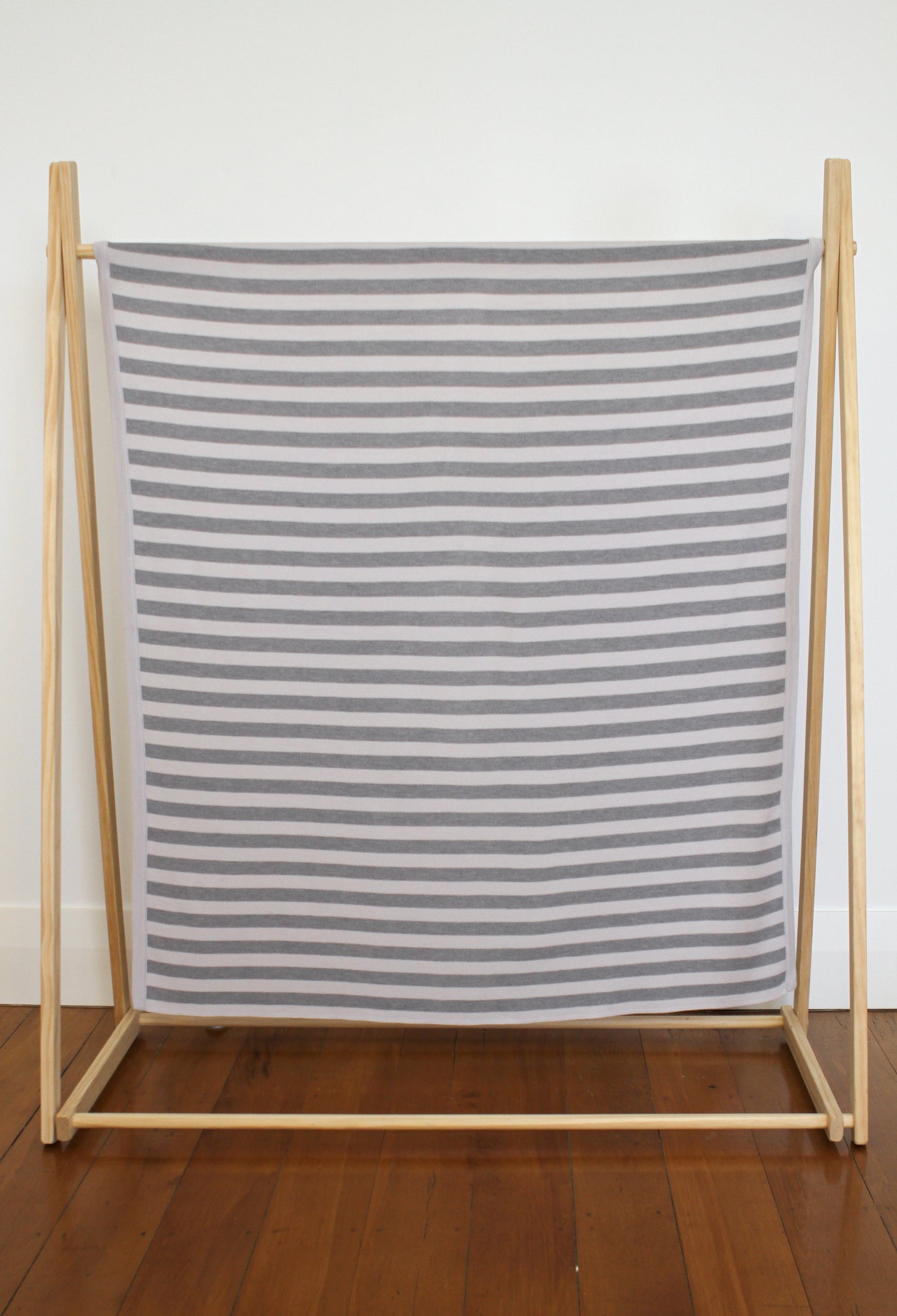 The Classic Stripey in Grey Marl + Silver Grey Baby Blanket